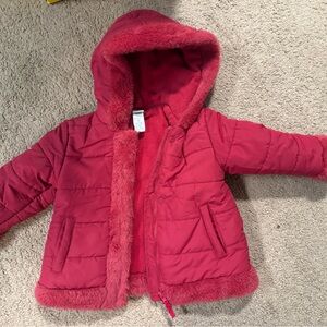 Little Me Red Plush-Lined Hooded Jacket